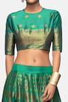Shop_Payal Khandwala_Green Silk Brocade Blouse_Online_at_Aza_Fashions