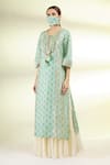 Shop_Gopi Vaid_Green Chanderi Round Embroidered Tunic And Sharara Set _Online_at_Aza_Fashions