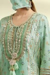 Gopi Vaid_Green Chanderi Round Embroidered Tunic And Sharara Set _at_Aza_Fashions