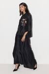 Shop_Febo6_Black Silk Embroidery Flower Vine Placement Trouser _Online_at_Aza_Fashions