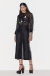FEBO6_Black Organza Plain Wide Legged Pant _Online_at_Aza_Fashions