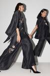 Febo6_Black Silk Embroidery Flower Vine Placement Trouser _at_Aza_Fashions