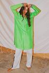Buy_Anamika Khanna_Green Silk Kurta And Pant Set_at_Aza_Fashions