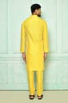 Shop_Arihant Rai Sinha_Yellow Kurta Silk And Pyjama Cotton Band Collar & Set _at_Aza_Fashions