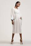 Shop_Jyoti Sachdev Iyer_White Bamboo Round Draped Midi Dress _at_Aza_Fashions