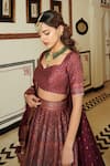 Buy_Safaa_Maroon Vegan Silk Lining Shantoon Woven Floral And The Iffat Bridal Lehenga Set _Online_at_Aza_Fashions