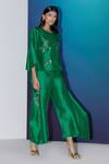 FEBo6_Green Embroidery Thread Round Neck Flower Top _Online_at_Aza_Fashions