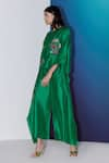 FEBo6_Green Silk Placement Embroidery Flower Vine Pant  _Online_at_Aza_Fashions