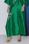 Shop_FEBo6_Green Silk Placement Embroidery Flower Vine Pant  _Online_at_Aza_Fashions