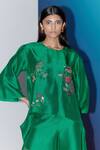 Shop_FEBo6_Green Embroidery Thread Round Neck Flower Top _Online_at_Aza_Fashions