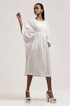Jyoti Sachdev Iyer_White Bamboo Round Draped Midi Dress _Online_at_Aza_Fashions