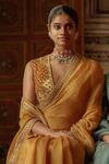 Sabyasachi_Organza Saree With Unstitched Blouse Fabric_Online_at_Aza_Fashions