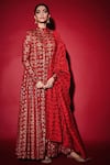 Buy_Masaba_Red Anarkali Chiffon Dupatta Chanderi Printed High Kurta Set _at_Aza_Fashions