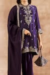 Shop_JAYANTI REDDY_Purple Silk Embroidered Tunic Dhoti Pant Set_at_Aza_Fashions