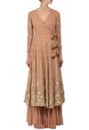Astha Narang_Beige V Neck Embellished Anarkali Palazzo Set For Women_Online_at_Aza_Fashions