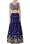 Astha Narang_Blue Silk Embroidered Floral Scoop Neck Lehenga Set For Women_Online_at_Aza_Fashions