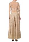 Shop_Astha Narang_Beige Top And Palazzo Silk Embellished Sequin Work Round Neck Set _at_Aza_Fashions