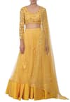 Buy_Astha Narang_Yellow Net Floral Embroidered Lehenga Set_at_Aza_Fashions