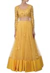 Astha Narang_Yellow Net Floral Embroidered Lehenga Set_Online_at_Aza_Fashions