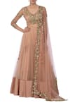 Buy_Astha Narang_Pink Net Floral Embroidered Lehenga Set_at_Aza_Fashions