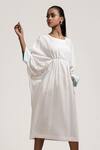 Buy_Jyoti Sachdev Iyer_White Bamboo Round Draped Midi Dress _at_Aza_Fashions
