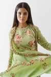 Shop_suruchi parakh_Green Crepe Printed Print Floral Motif Embroidery Pant Set With Ruffle Jacket_Online_at_Aza_Fashions
