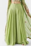 suruchi parakh_Green Crepe Printed Print Floral Motif Embroidery Pant Set With Ruffle Jacket_at_Aza_Fashions