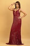 Buy Ambrosia Red V Neck Embroidered Gown Online at Aza Fashions Buy_Ambrosia_Red V Neck Embroidered Gown _Online_at_Aza_Fashions