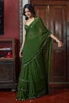 Shop_Arpita Mehta_Green Georgette Embroidery Mirror Halter Pre-draped Tiered Saree With Blouse _Online_at_Aza_Fashions