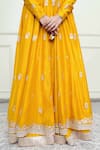 Shop_Sheetal Batra_Yellow Silk Chanderi Embroidery Round Anarkali Set _Online_at_Aza_Fashions