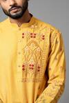 PAARSH_Yellow Kurta Linen Pajama Pant Malai Cotton Embroidered Set_Online_at_Aza_Fashions