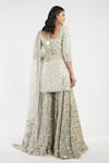 Shop_Abhinav Mishra_Beige Kurta Silk Sharara Net And Silk Mirror Embellished Set _at_Aza_Fashions