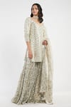 Abhinav Mishra_Beige Kurta Silk Sharara Net And Silk Mirror Embellished Set _Online_at_Aza_Fashions