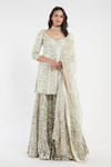 Buy_Abhinav Mishra_Beige Kurta Silk Sharara Net And Silk Mirror Embellished Set _Online_at_Aza_Fashions