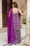 Shop_Gulabo Jaipur_Purple Dupatta Organza, Kurta And Sharara Georgette Bahaar Embroidered Set _at_Aza_Fashions