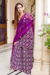 Buy_Gulabo Jaipur_Purple Dupatta Organza, Kurta And Sharara Georgette Bahaar Embroidered Set _Online_at_Aza_Fashions