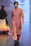 Buy_Soniya G_Pink Raw Silk Embroidery Zari Work Sherwani And Palazzo Set _at_Aza_Fashions