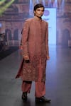 Buy_Soniya G_Pink Raw Silk Embroidery Zari Work Sherwani And Palazzo Set _Online_at_Aza_Fashions