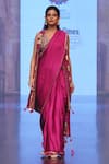 Soniya G_Fuchsia Pure Silk Blend Embroidery Floral V Neck Pre-draped Saree With Blouse _Online_at_Aza_Fashions