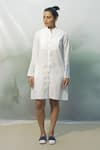 Chillosophy_White Cotton Poplin Round Shirt Dress  _Online_at_Aza_Fashions