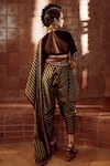 Shop_Tarun Tahiliani_Green Saree-silk Stripes Round Silk Draped Dhoti Saree Set _at_Aza_Fashions