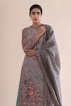 Ekaya_Grey Silk Round Handwoven Gharara Set  _Online_at_Aza_Fashions