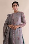 Buy_Ekaya_Grey Silk Round Handwoven Gharara Set  _Online_at_Aza_Fashions