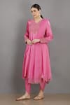 Buy_Asaga_Pink Kurta Chanderi Silk V Neck Set _at_Aza_Fashions