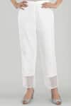 Asaga_White Cotton Pant Mul Cotton Dupatta Organza, Kurta Chanderi Silk Round Set _Online_at_Aza_Fashions