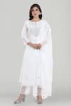 Buy_Asaga_White Cotton Pant Mul Cotton Dupatta Organza, Kurta Chanderi Silk Round Set _at_Aza_Fashions