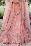 Buy_Megha & Jigar_Pink Net Embroidery Sweetheart Neck Bridal Lehenga Set _Online_at_Aza_Fashions