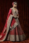 Shikhar Sharma Red Silk, Georgette, Chanderi Embroidery, Tassels, Musk Rose Bridal Lehenga Set at Aza Fashions Shikhar Sharma_Red Silk, Georgette, Chanderi Embroidery, Tassels, Musk Rose Bridal Lehenga Set _at_Aza_Fashions