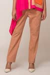 Shop_Ekavira_Pink Modal And Twill Champa Color Block Shirt & Daisy Brown Pant Set _Online_at_Aza_Fashions