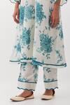Amisha Kothari_Ivory Cotton, Organza, Cut Work, Floral Printed Kurta Set With Dupatta _at_Aza_Fashions